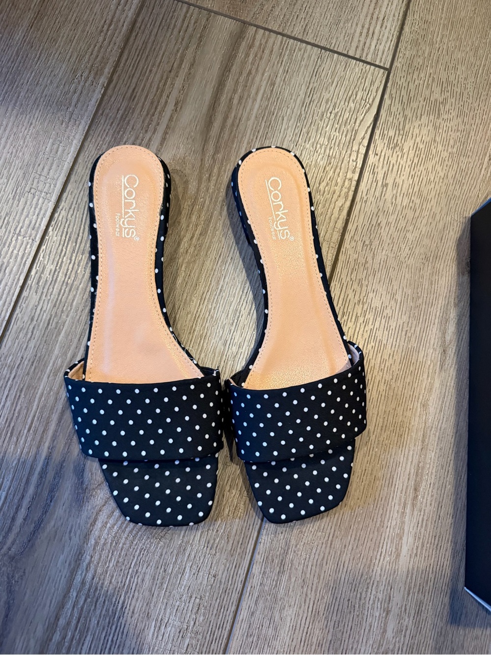 Corky’s Black/White poka dot sandals